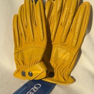 Men's Yellow Leather Driving Gloves